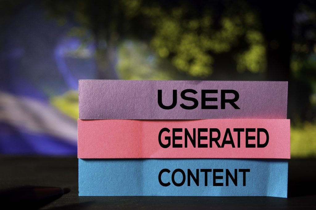 User Generated Content on the sticky notes with bokeh background.